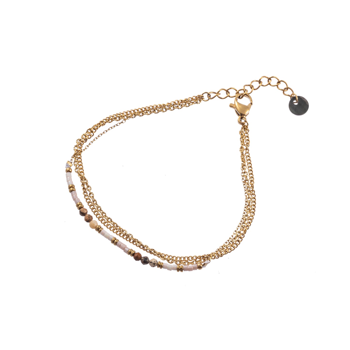 Brăţară - 3 lines Beads (inox auriu)