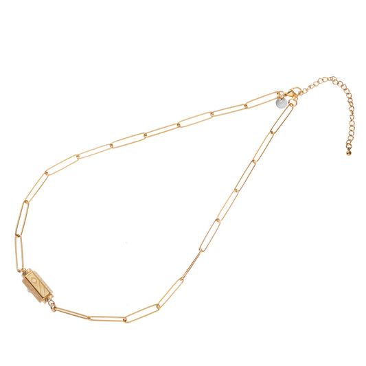 Colier Aur cu pandantiv cu textul Protejează și ochi protector