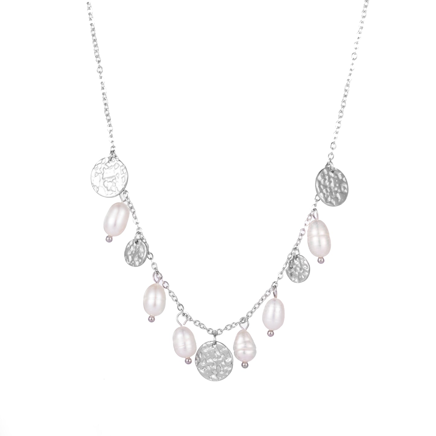 Colier din argint cu pandantive și perle